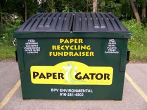 photo of paper gator collection container